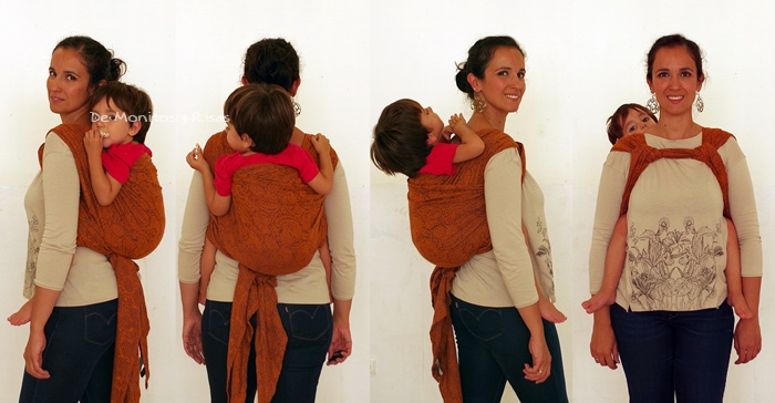 Doble rebozo hombro a hombro con niño de 3 años